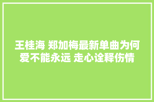 王桂海 郑加梅最新单曲为何爱不能永远 走心诠释伤情绪歌