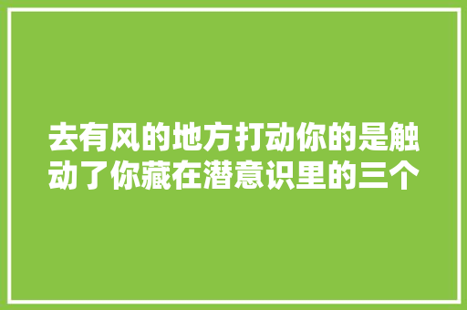 去有风的地方打动你的是触动了你藏在潜意识里的三个期待