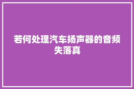 若何处理汽车扬声器的音频失落真