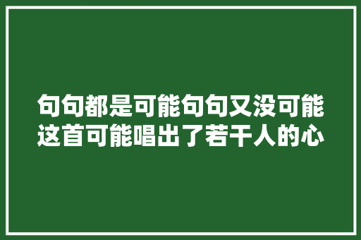 句句都是可能句句又没可能这首可能唱出了若干人的心声