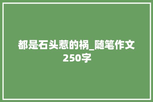 都是石头惹的祸_随笔作文250字
