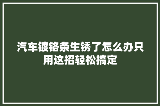 汽车镀铬条生锈了怎么办只用这招轻松搞定