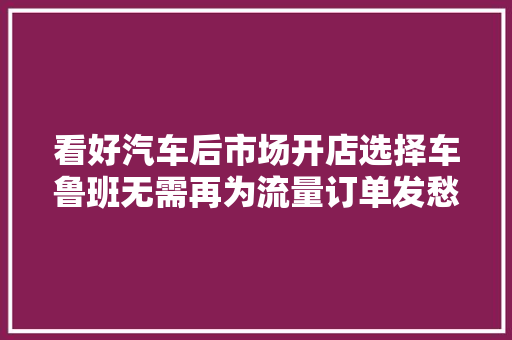 看好汽车后市场开店选择车鲁班无需再为流量订单发愁