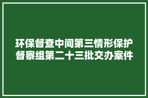 环保督查中间第三情形保护督察组第二十三批交办案件解决情况上