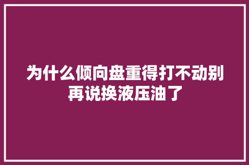 为什么倾向盘重得打不动别再说换液压油了