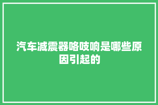 汽车减震器咯吱响是哪些原因引起的