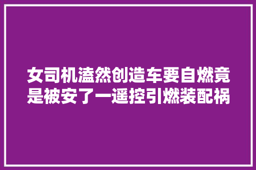 女司机溘然创造车要自燃竟是被安了一遥控引燃装配祸首祸首是前男友…