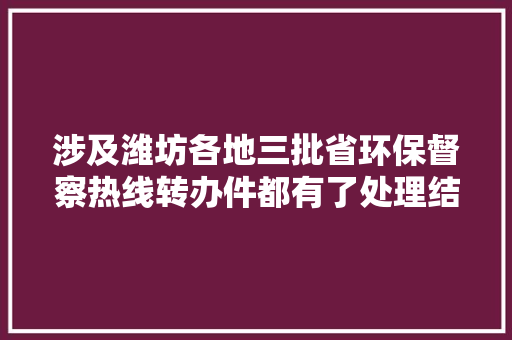 涉及潍坊各地三批省环保督察热线转办件都有了处理结果 汽车知识