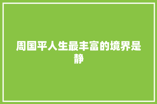 周国平人生最丰富的境界是静