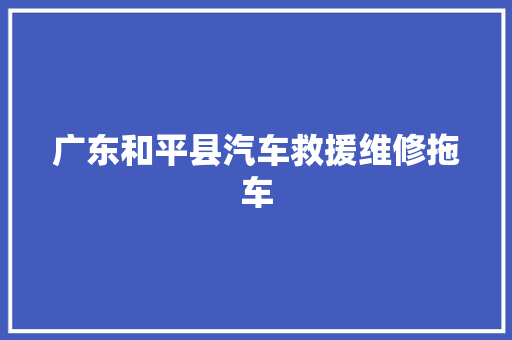 广东和平县汽车救援维修拖车