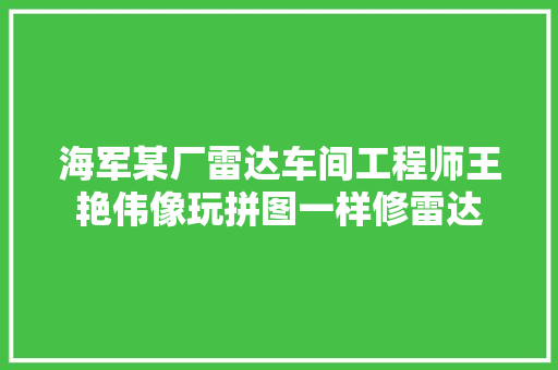 海军某厂雷达车间工程师王艳伟像玩拼图一样修雷达