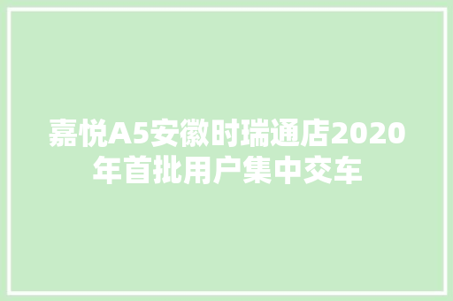 嘉悦A5安徽时瑞通店2020年首批用户集中交车