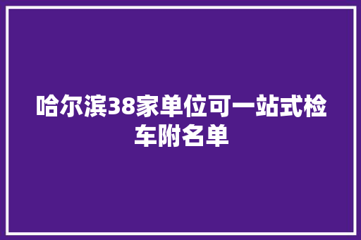 哈尔滨38家单位可一站式检车附名单