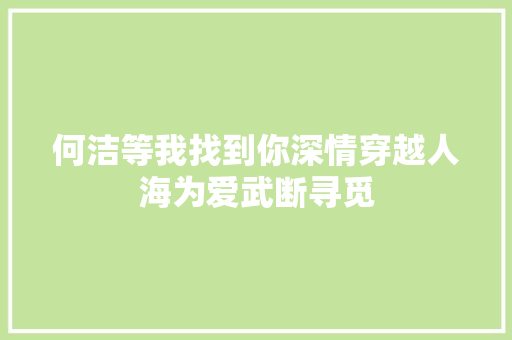 何洁等我找到你深情穿越人海为爱武断寻觅