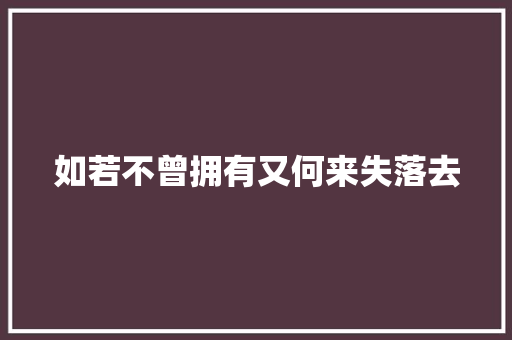 如若不曾拥有又何来失落去