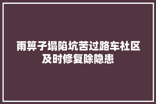 雨箅子塌陷坑苦过路车社区及时修复除隐患