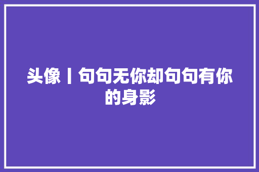 头像丨句句无你却句句有你的身影