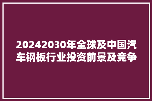 20242030年全球及中国汽车钢板行业投资前景及竞争策略研究申报
