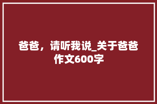爸爸，请听我说_关于爸爸作文600字