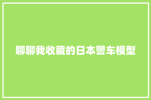 聊聊我收藏的日本警车模型