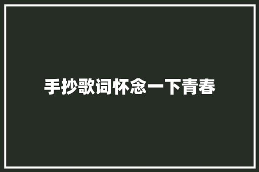 手抄歌词怀念一下青春