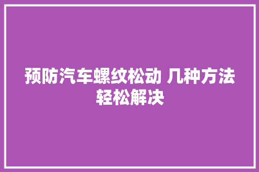 预防汽车螺纹松动 几种方法轻松解决