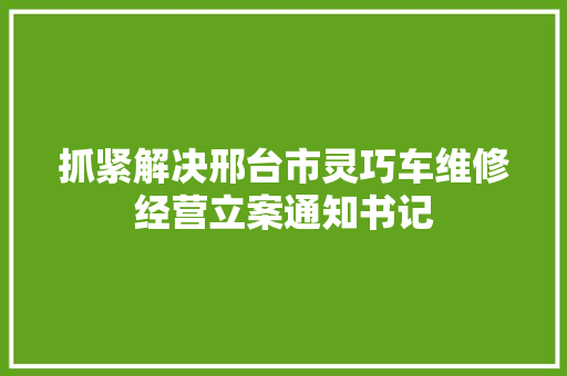 抓紧解决邢台市灵巧车维修经营立案通知书记