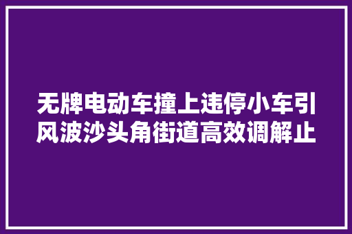无牌电动车撞上违停小车引风波沙头角街道高效调解止纷争