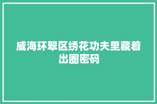 威海环翠区绣花功夫里藏着出圈密码