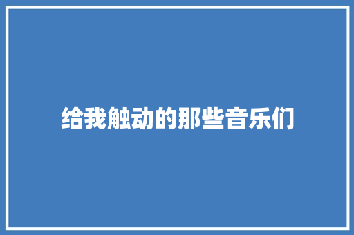 给我触动的那些音乐们
