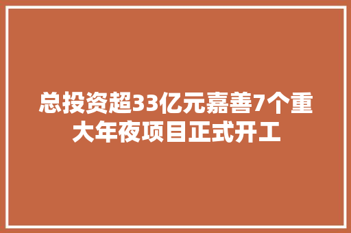 总投资超33亿元嘉善7个重大年夜项目正式开工