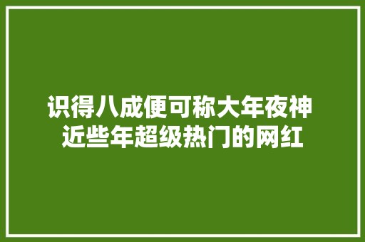 识得八成便可称大年夜神 近些年超级热门的网红