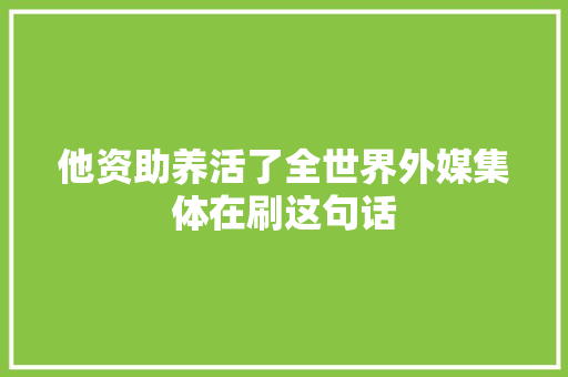 他资助养活了全世界外媒集体在刷这句话