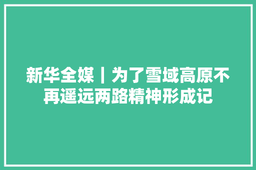 新华全媒｜为了雪域高原不再遥远两路精神形成记