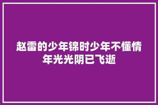 赵雷的少年锦时少年不懂情年光光阴已飞逝