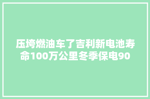 压垮燃油车了吉利新电池寿命100万公里冬季保电90