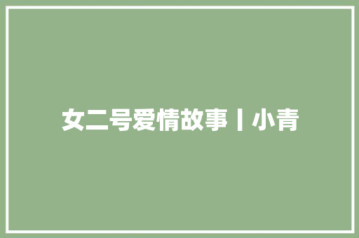 女二号爱情故事丨小青