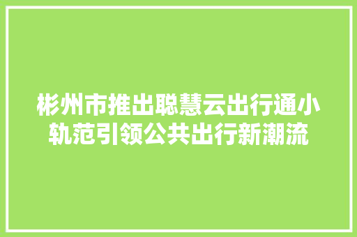 彬州市推出聪慧云出行通小轨范引领公共出行新潮流