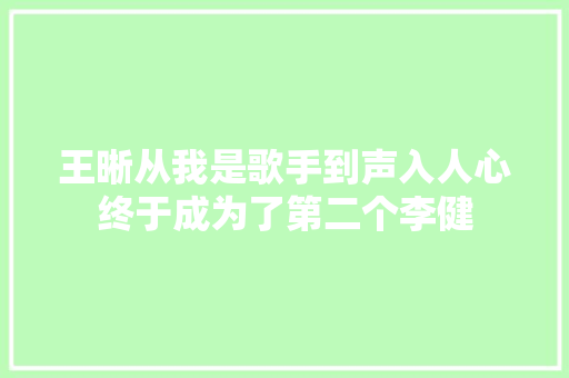 王晰从我是歌手到声入人心终于成为了第二个李健