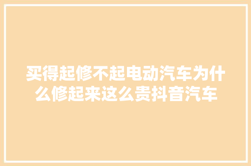 买得起修不起电动汽车为什么修起来这么贵抖音汽车