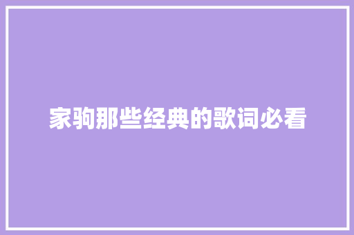 家驹那些经典的歌词必看