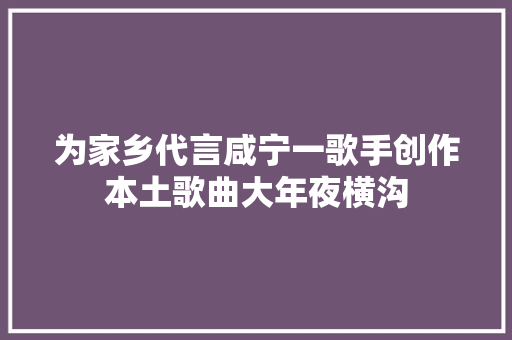 为家乡代言咸宁一歌手创作本土歌曲大年夜横沟