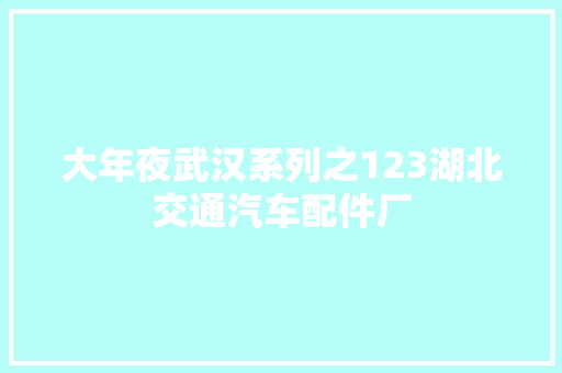 大年夜武汉系列之123湖北交通汽车配件厂