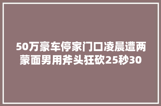 50万豪车停家门口凌晨遭两蒙面男用斧头狂砍25秒30多处受损维修费惊人