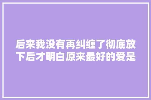后来我没有再纠缠了彻底放下后才明白原来最好的爱是不打扰