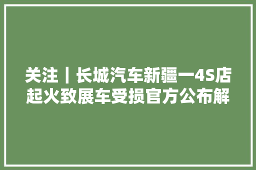 关注｜长城汽车新疆一4S店起火致展车受损官方公布解决筹划