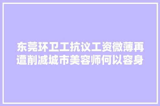 东莞环卫工抗议工资微薄再遭削减城市美容师何以容身