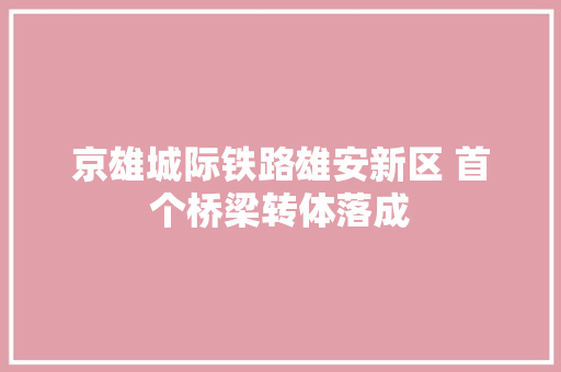 京雄城际铁路雄安新区 首个桥梁转体落成