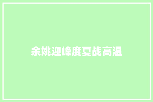 余姚迎峰度夏战高温