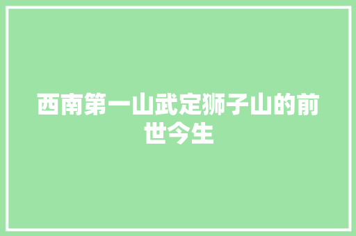 西南第一山武定狮子山的前世今生